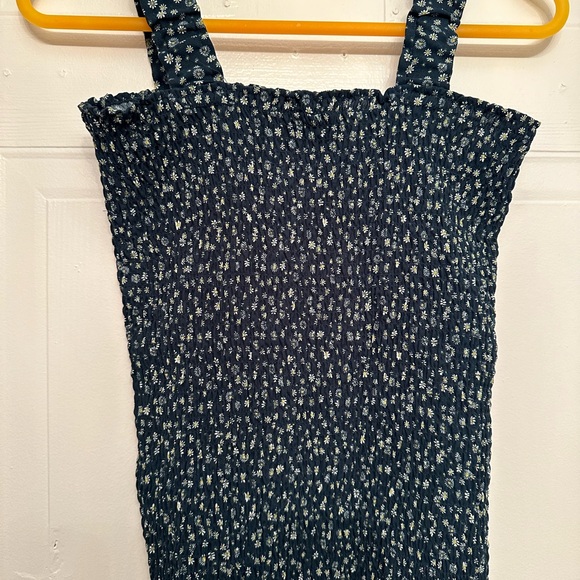 Navy Floral Ruched Tank Top - Picture 2 of 2